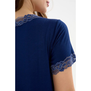 Сорочка женская "Барбара" вискоза с кружевом (р-ры: 46-60) синий