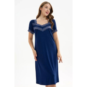 Сорочка женская "Барбара" вискоза с кружевом (р-ры: 46-60) синий