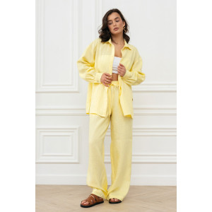 Брюки женские "Лён" М-9БРЖ лён (р-ры: 42-56) желтый