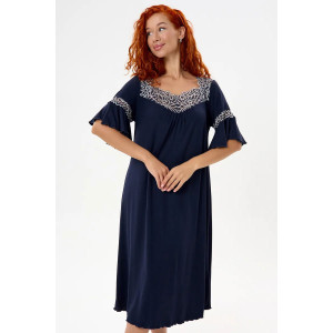 Сорочка женская "Джина" вискоза с кружевом (р-ры: 46-64) темно-синий