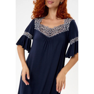 Сорочка женская "Джина" вискоза с кружевом (р-ры: 46-64) темно-синий