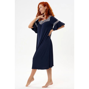 Сорочка женская "Джина" вискоза с кружевом (р-ры: 46-64) темно-синий