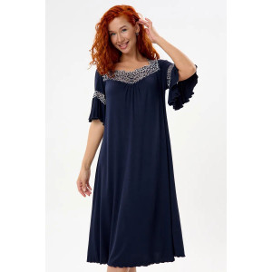 Сорочка женская "Джина" вискоза с кружевом (р-ры: 46-64) темно-синий