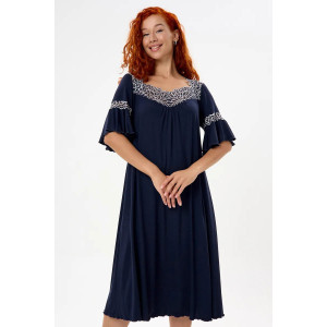 Сорочка женская "Джина" вискоза с кружевом (р-ры: 46-64) темно-синий