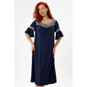 Сорочка женская "Джина" вискоза с кружевом (р-ры: 46-64) темно-синий