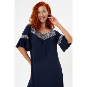 Сорочка женская "Джина" вискоза с кружевом (р-ры: 46-64) темно-синий