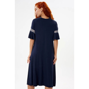 Сорочка женская "Джина" вискоза с кружевом (р-ры: 46-64) темно-синий