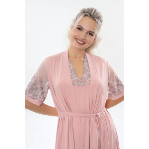 Пеньюар двойка женский "Каролина" вискоза с кружевом (р-ры: 46-60) розовый