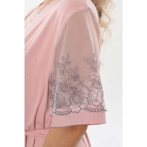 Пеньюар двойка женский "Каролина" вискоза с кружевом (р-ры: 46-60) розовый