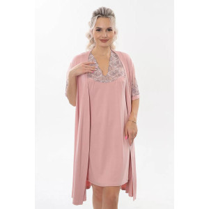 Пеньюар двойка женский "Каролина" вискоза с кружевом (р-ры: 46-60) розовый