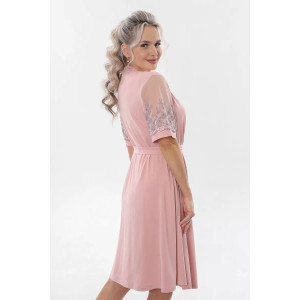 Пеньюар двойка женский "Каролина" вискоза с кружевом (р-ры: 46-60) розовый