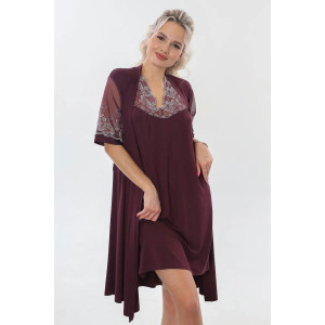 Пеньюар двойка женский "Каролина" вискоза с кружевом (р-ры: 46-60) бордовый