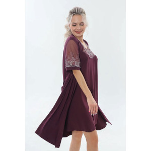 Пеньюар двойка женский "Каролина" вискоза с кружевом (р-ры: 46-60) бордовый