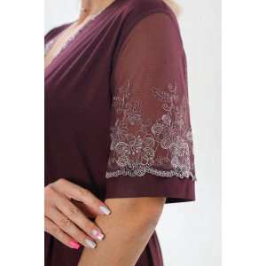 Пеньюар двойка женский "Каролина" вискоза с кружевом (р-ры: 46-60) бордовый