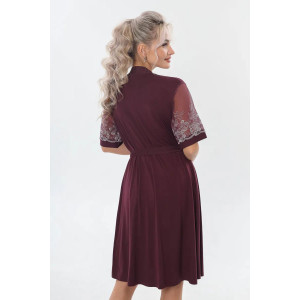 Пеньюар двойка женский "Каролина" вискоза с кружевом (р-ры: 46-60) бордовый