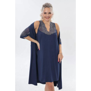 Пеньюар двойка женский "Каролина" вискоза с кружевом (р-ры: 46-60) синий