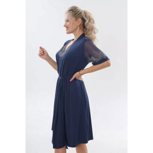 Пеньюар двойка женский "Каролина" вискоза с кружевом (р-ры: 46-60) синий