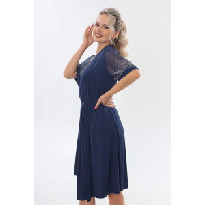 Пеньюар двойка женский "Каролина" вискоза с кружевом (р-ры: 46-60) синий