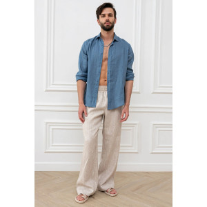 Брюки мужские "Лён" М-7БРМ лён (р-ры: 48-54) бежевый