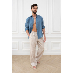 Брюки мужские "Лён" М-7БРМ лён (р-ры: 48-54) бежевый