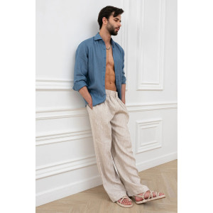 Брюки мужские "Лён" М-7БРМ лён (р-ры: 48-54) бежевый