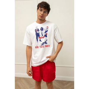 Пижама мужская "Корпоративчик" М-012КП кулирка (р-ры: 46-56) красно-белый