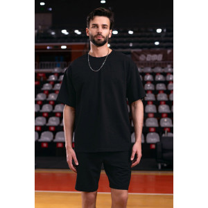 Костюм двойка мужской М-010КП "Лидер New" футер 2-х нитка (р-ры: 46-60) черный