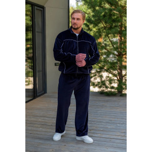 Костюм двойка мужской "Олимп" М-23КМ велюр (р-ры: 48-54) темно-синий