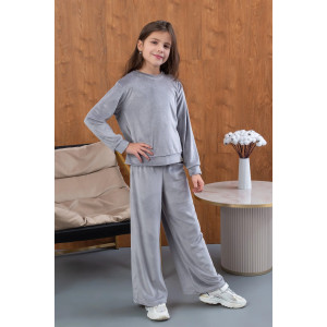 Костюм двойка детский "Боня" М-07КД велюр (р-ры: 34-42) серый