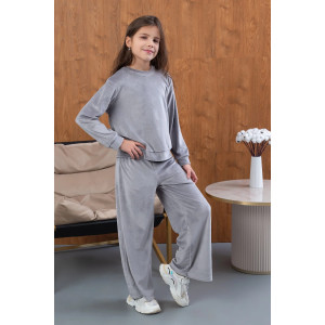 Костюм двойка детский "Боня" М-07КД велюр (р-ры: 34-42) серый