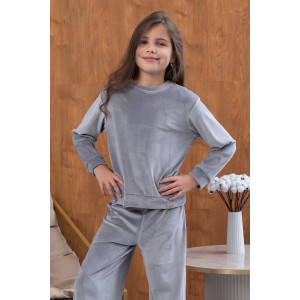 Костюм двойка детский "Боня" М-07КД велюр (р-ры: 34-42) серый