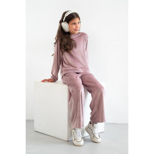 Костюм двойка детский "Боня" М-07КД велюр (р-ры: 34-42) розовый