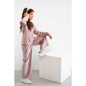 Костюм двойка детский "Боня" М-07КД велюр (р-ры: 34-42) розовый