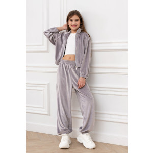 Костюм двойка детский "Элис" М-06КД велюр (р-ры: 32-42) серый