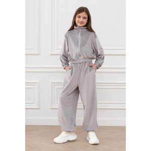 Костюм двойка детский "Элис" М-06КД велюр (р-ры: 32-42) серый