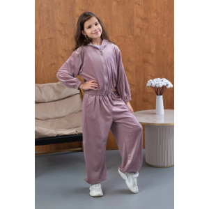 Костюм двойка детский "Элис" М-06КД велюр (р-ры: 32-42) розовый