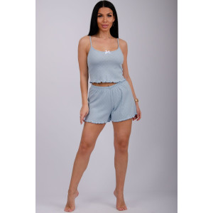 Пижама женская "Ажур 3" рибана (р-ры: 44-56) голубой