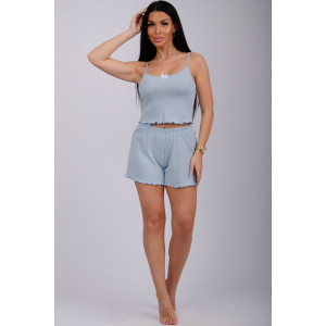 Пижама женская "Ажур 3" рибана (р-ры: 44-56) голубой