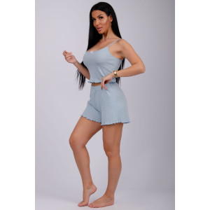 Пижама женская "Ажур 3" рибана (р-ры: 44-56) голубой