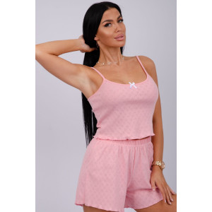 Пижама женская "Ажур 2" рибана (р-ры: 44-56) розовый