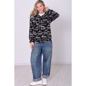 Толстовка женская 6223 футер 2-х нитка (р-ры: 42-56) черно-белый