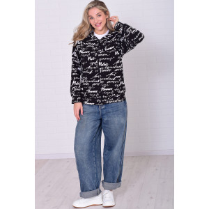 Толстовка женская 6223 футер 2-х нитка (р-ры: 42-56) черно-белый