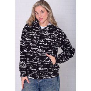 Толстовка женская 6223 футер 2-х нитка (р-ры: 42-56) черно-белый