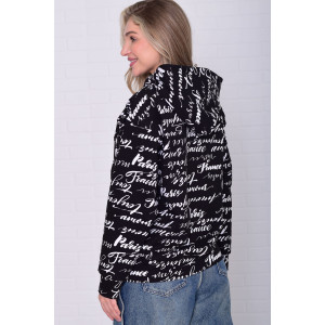 Толстовка женская 6223 футер 2-х нитка (р-ры: 42-56) черно-белый