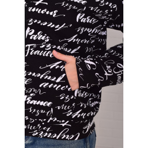 Толстовка женская 6223 футер 2-х нитка (р-ры: 42-56) черно-белый