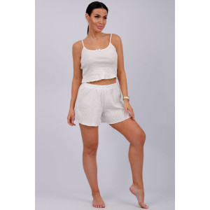 Пижама женская "Ажур" рибана (р-ры: 44-56) молоко