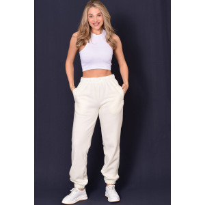 Брюки женские 8066н флис (р-ры: 42-56) молоко