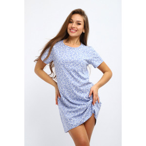 Туника женская №231.3 кулирка (р-ры: 44-58) леопард голубой