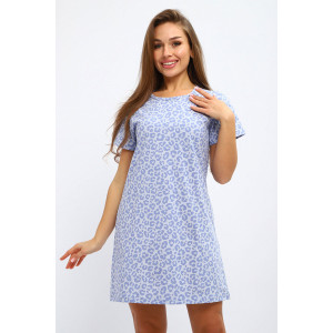 Туника женская №231.3 кулирка (р-ры: 44-58) леопард голубой