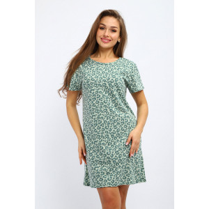 Туника женская №231.2 кулирка (р-ры: 44-58) леопард зеленый